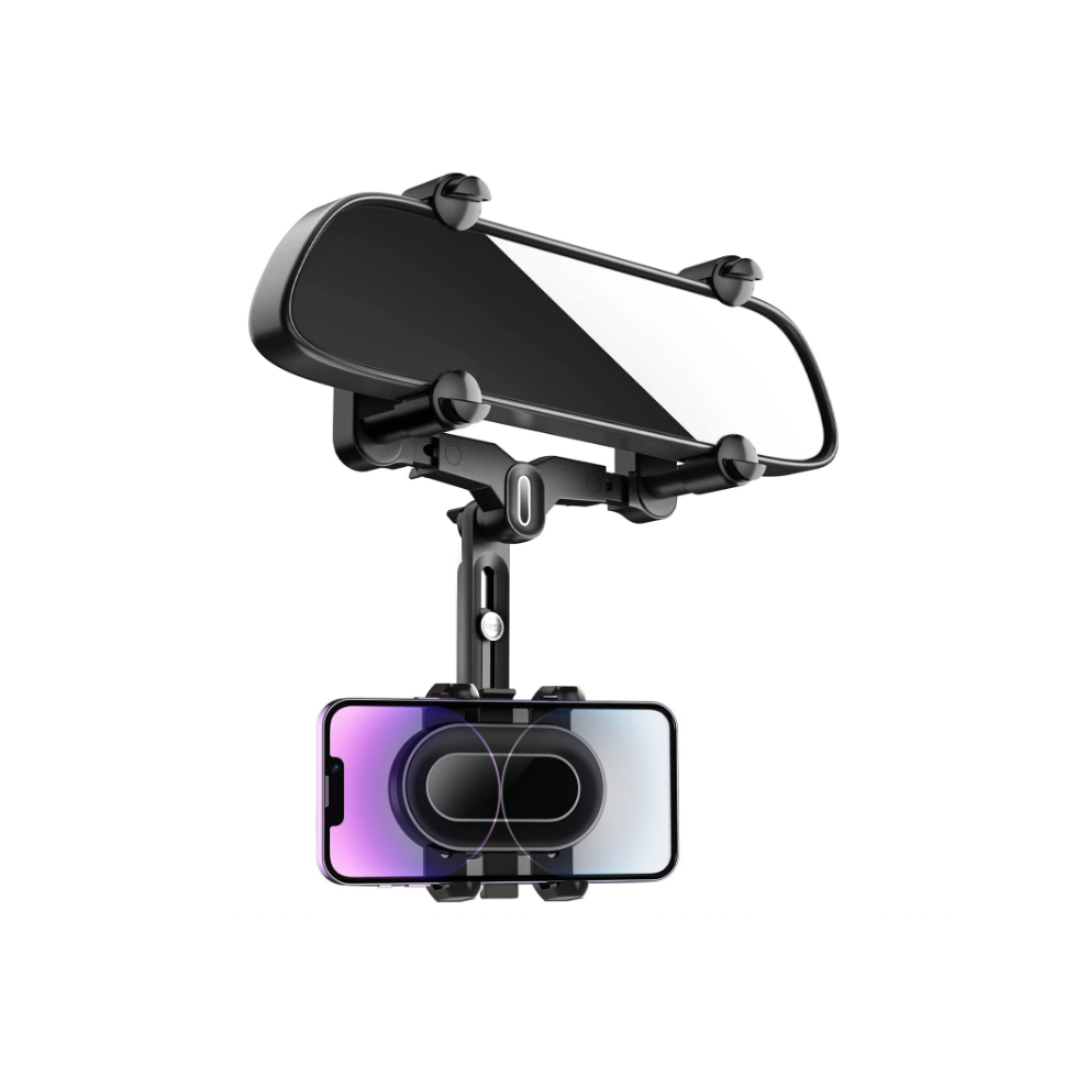 Chronus Rearview Mirror Phone Holder For Car,360Rotatable And Retractable Multifunctional Rear View Mirror Phone Holder,Four Corners Fixed(Black) Black 6976918339515