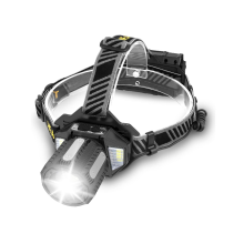 Super Bright LED Headlamp, 9000 Lumens, 11 Lighting Modes, USB Rechargeable, 2-Way Charging, Adjustable Focus, IPX7 Waterproof(Black)