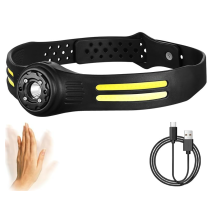 LED Headlamp Flashlight 1000 Lumens 270 Wide Vision Beam Headlight 6 Modes Rechargeable Head Lamp with Motion Sensor Waterproof Silicone(Black)