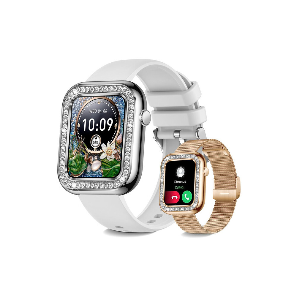 Chronus Smartwatch Women Bluetooth Call 1.57'' With Female Function Sleep Ip67 Waterproof Silver 9331562992252