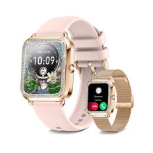Smartwatch with Phone Function Rhinestones 1.57'' HD Android/iOS Gold