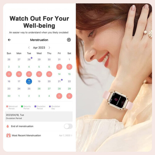 Smartwatch with Phone Function Rhinestones 1.57'' HD  Android/iOS Gold 1