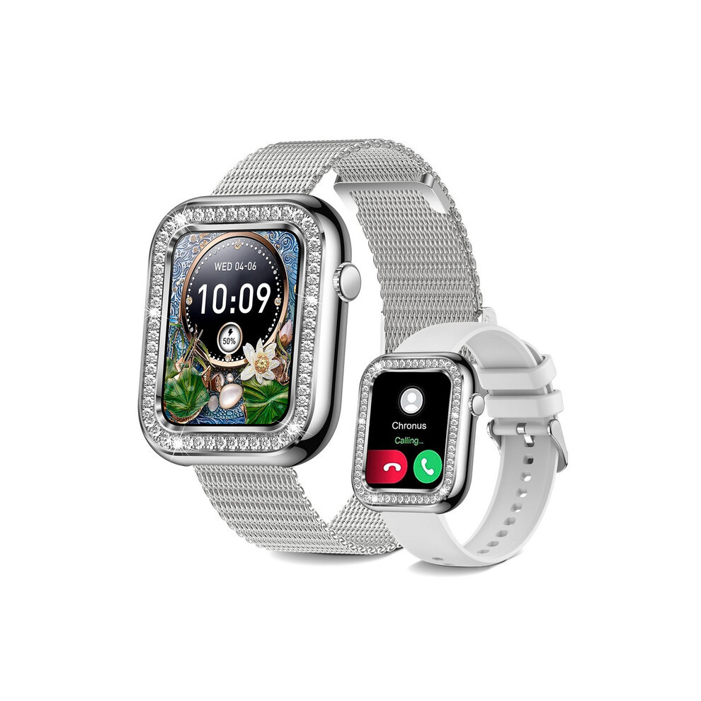 Chronus Smartwatch 1.57'' Women Bluetooth Call With Female Function Sleep Ip67 Waterproof Silver 9331562992313