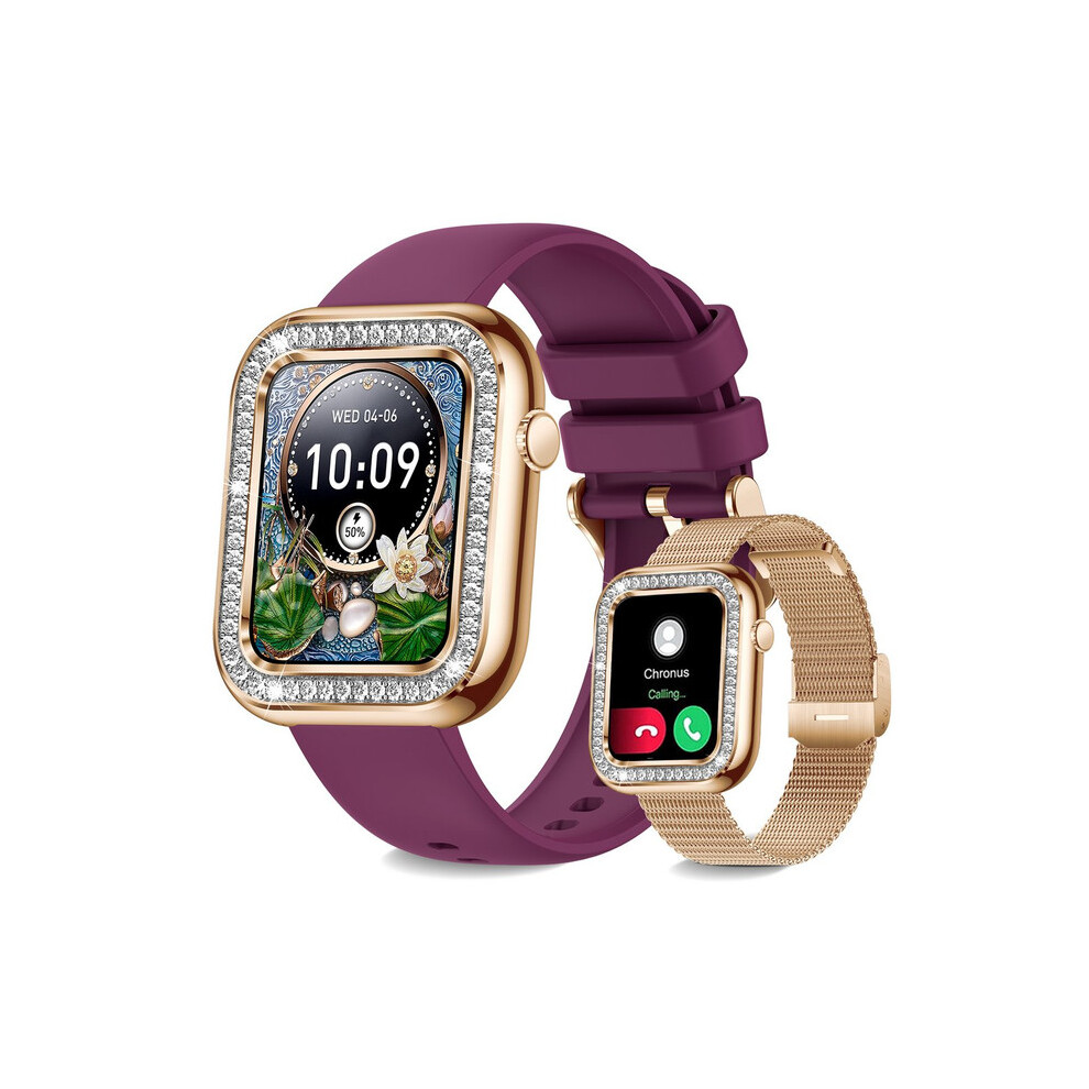 Chronus Smartwatch Women Bluetooth Call 1.57'' With Female Function Sleep Ip67 Waterproof Red 9331562992245
