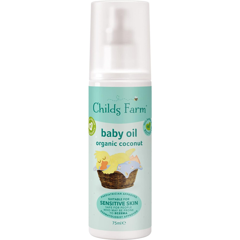 Childs Farm Baby Oil 75ml Organic Coconut Oil Suitable for Dry Sensitive & Eczema-prone Skin