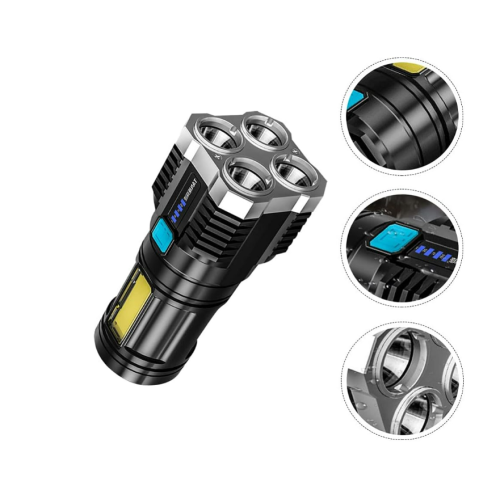 Led Camping Lantern Handheld Flashlights LED Flashlight USB Flashlight Outdoor Emergency Flashlight Lighting Device Rechargeable(Black) 1