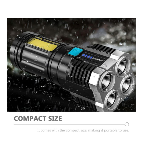 Led Camping Lantern Handheld Flashlights LED Flashlight USB Flashlight Outdoor Emergency Flashlight Lighting Device Rechargeable(Black) 2