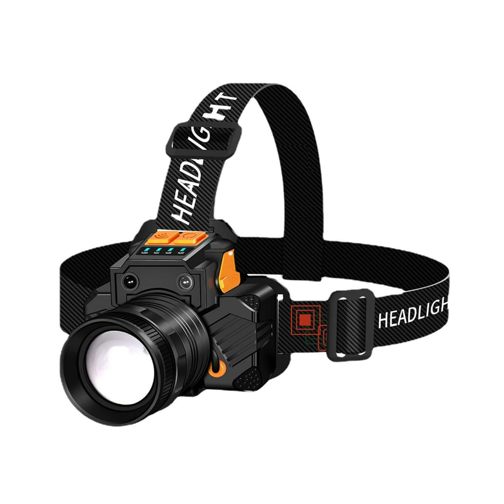 Chronus LED Head Torch Headlamp USB Rechargeable, Waterproof Zoomable Rotatable Head Torch Flashlight with 3 Modes(Black)
