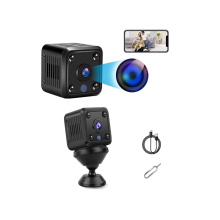 Mini câmera espiã sem fio 1080P Full HD com áudio e vídeo monitor de bebê secreto para segurança (preta)