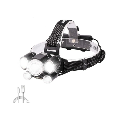 Headlamp XP50.2 Led Head Lights Zoom Headlights USB Rechargeable Head Flashlight(Black)