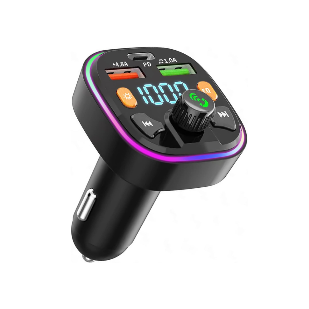 Chronus Bluetooth Car Adapter Bluetooth 5.0 Fm Radio Transmitter Radio Adapter Car Kit Bluetooth Car Charger Adapter Pd+Qc3.0(Black) Black 9331562977303