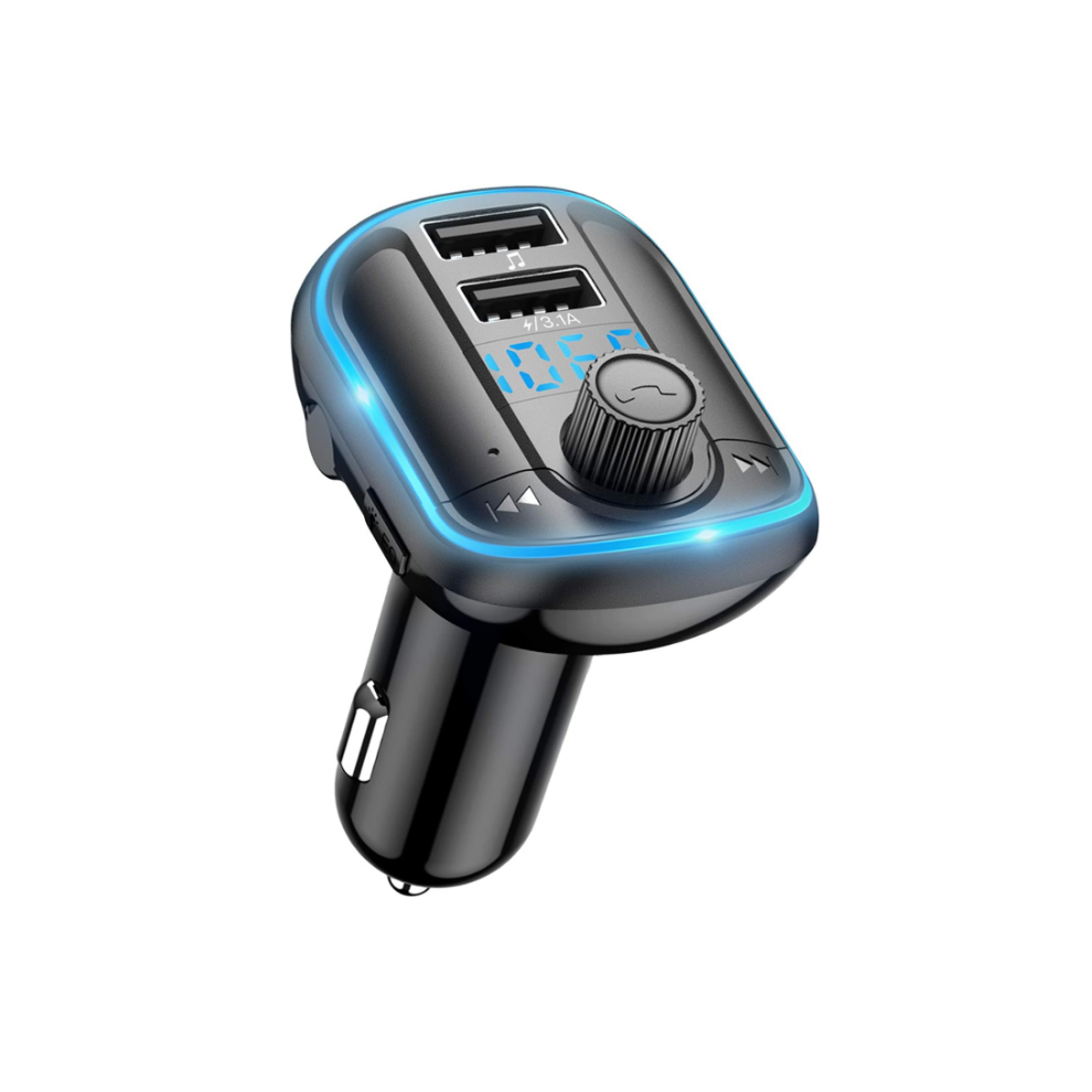 Chronus Bluetooth 5.0 Fm Transmitter, Bluetooth Car Adapter With Qc 3.0 Fast Charging Port And Led Backlit, Hands-Free Calling(Black) Black 9331562977310