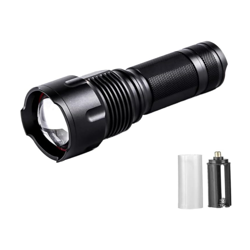 Led Flashlight Zoomable Flash Light L2 Torch Aluminum Alloy Lantern USB Rechargeable Work Lights Camping Lantern(Black)