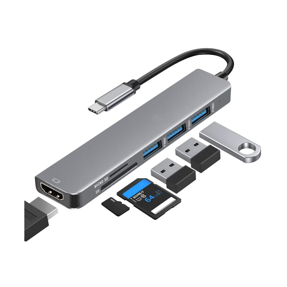 Chronus Boutique Gray Chronus 4K Hdim Usb C Adapter,6 In 1 Sd Card To Usb C Hub,Usb Usb-C Adapter Usb 3.0 Usb 2.0 And Micro Sd/Sd Card Reader(Gray)