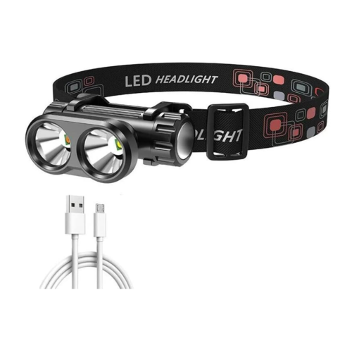 Head Torch Led Rechargeable Super Bright Headlamp with 2 Light Modes LED Headlight Flashlight(Black)