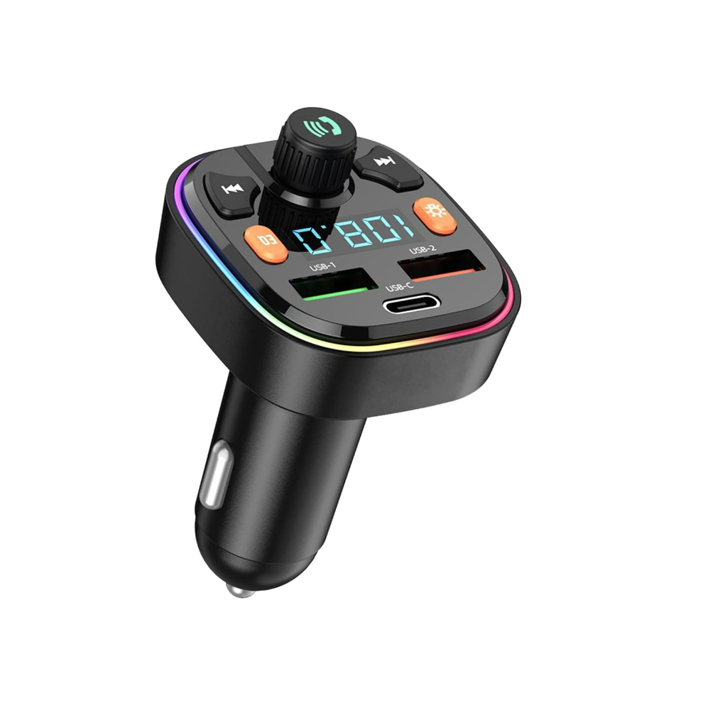 Chronus Car Bluetooth Fm Transmitter, Wireless Bluetooth 5.0 Mp3 Player Radio Adapter Car Kit, Car Fast Charger, Hands Free Calling(Black) Black 9331562977457