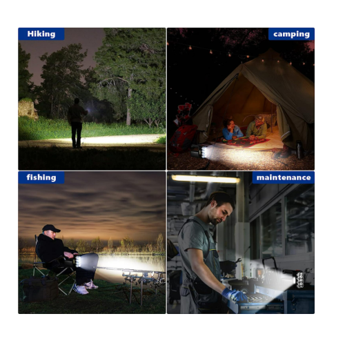 Flashlight Led Searchlight Lantern,4 Modes Camping Light 1600lm Handheld Lamp, USB Rechargeable Torch Lantern,Outdoor Emergency Flashlight(Black) 2