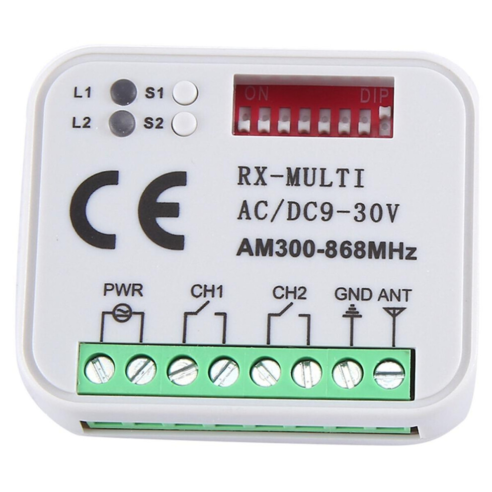 Universal Rx Multi Frequency 300-868Mhz Receiver 2Ch 12V 24V Relay Module Garage Door Remote Control 433.92Mhz 868Mhz 6956163306548