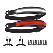 Head Torch 2 Packs, Cob 230 Wide Beam Head Torch Rechargeable, 4 Mode of Head Torches Led Super Bright, Waterproof Head Torch for Adults(Black)