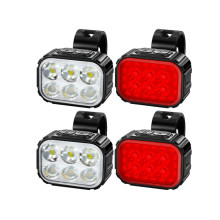 Bike Light Set, 2 Set Super Bright USB Rechargeable Bicycle Lights, IPX65 Waterproof 8/12 Modes Options Safety Light(Black)