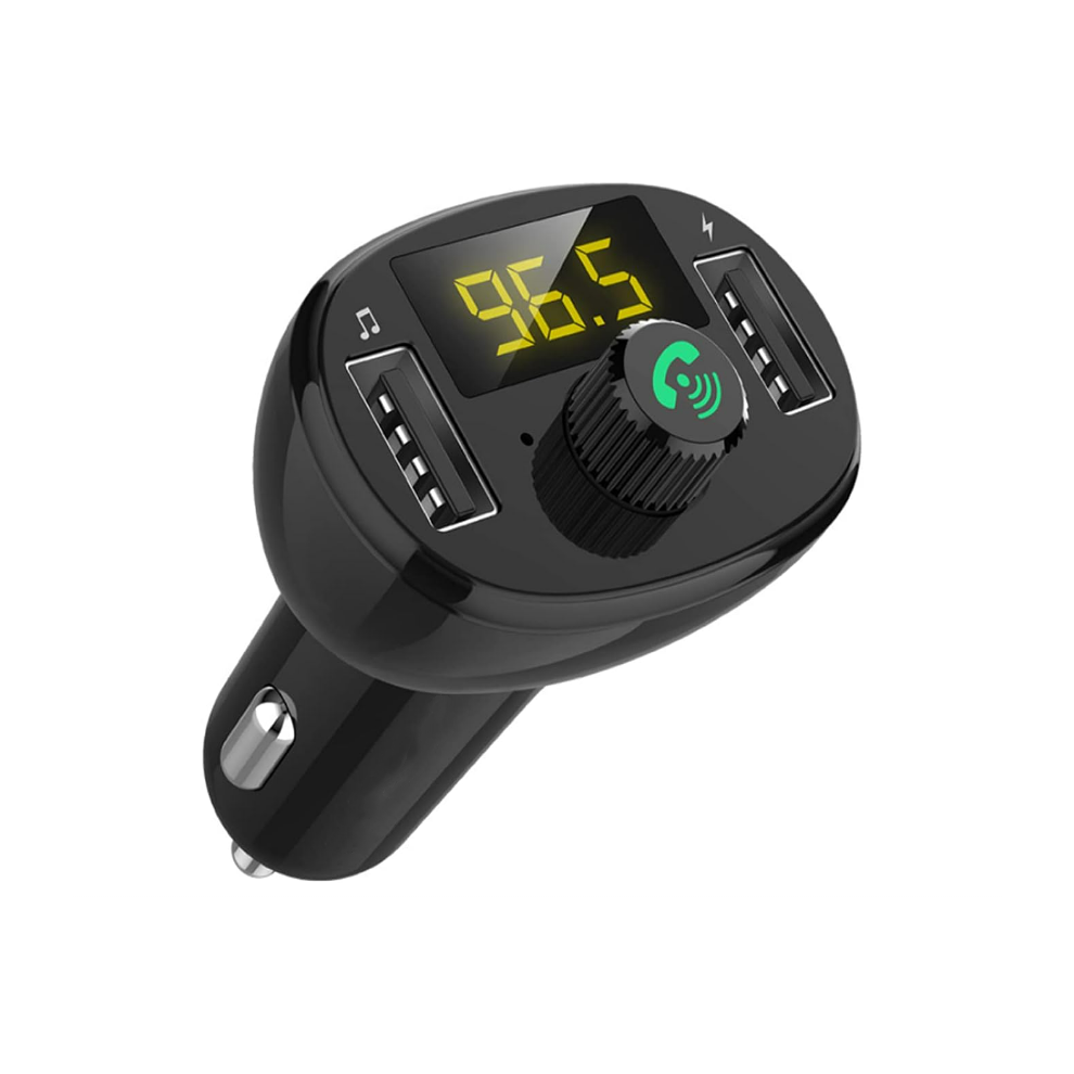 Chronus Dual Usb Car Charger Fast Charge 3.4A Max Fm Transmitter Bluetooth 5.0 Hands-Free Car Phone Charger Voltmeter Voltage Detector(White) White 9331562980938