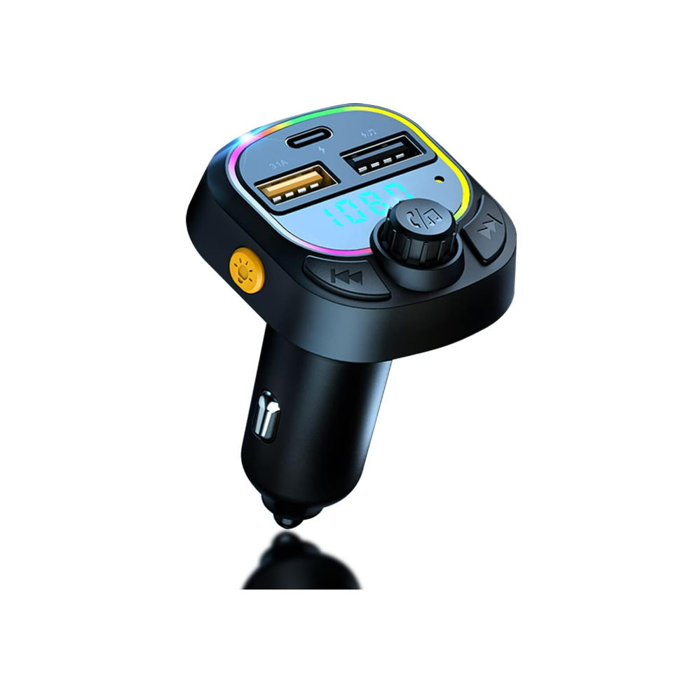 Chronus Bluetooth 5.0 Car Fm Transmitter With Qc3.0 & 5V/3.1A Type-C Charge Port, Bluetooth Car Kit Support Hands-Free Calling, Colorful 9331562980914