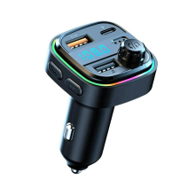 Adaptateur Bluetooth sans fil double USB, chargeur de voiture, lecteur MP3 stéréo, lumières colorées, modulateur FM, blanc