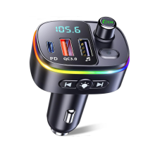 Adaptador Bluetooth 5.0 para coche, cargador QC3.0 y PD de 18 W, USB C, 9 receptores Bluetooth para coche con retroiluminación