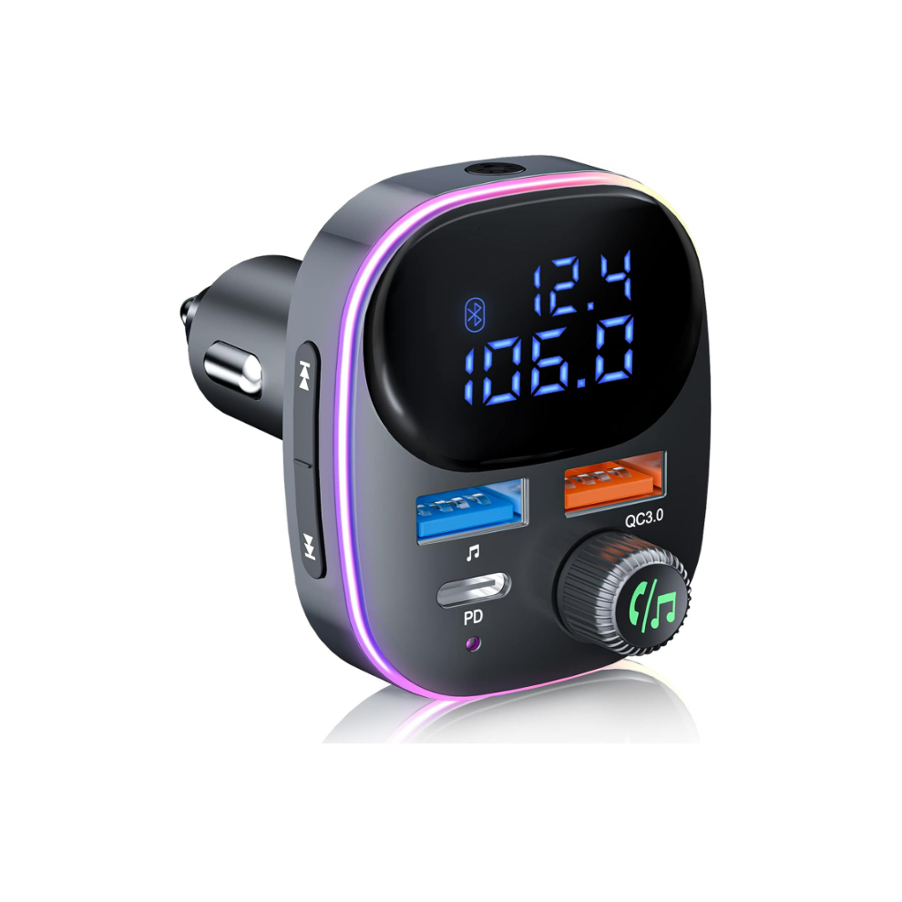 Chronus Bluetooth Car Transmitter Car Radio Transmitter Hands Free Car Kit Mp3 Player Qc3.0 Pd3.0 Car Charger(Black) Black 9331562980884