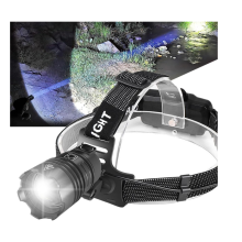 Head Torch Rechargeable, Head Torch LED 3 Modes, Zoomable, Rechargeable Headlamp Headlight for Hiking Camping Fishing(Black)