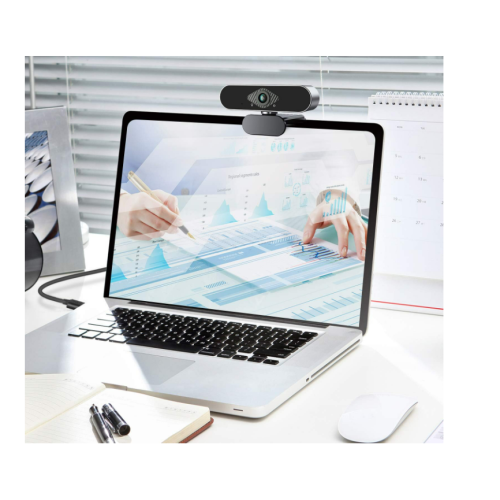 Webcam 1080P HD USB com microfone e capa de privacidade, streaming ao vivo para Mac, PC, laptop (preta) 2