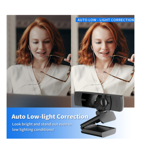 Webcam avec microphone, protection de confidentialité, 1080p, USB, noir 1