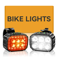Luzes de Bicicleta Farol de Bicicleta para Ciclismo Noturno e Conjunto de Luz Traseira Frontal e Frontal Lanterna Led Brilhante Preta