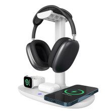 Chronus Headphone Stand w/15W Qi Charger, for AirPods Max/Pro/2, iWatch, iPhone