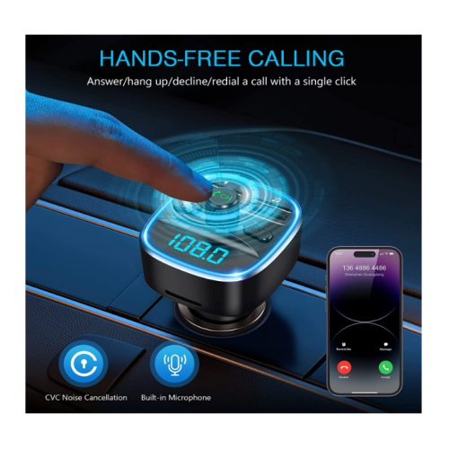 Dual-Port Car FM Transmitter - Fast Charge & Bluetooth 5.0 Hands-Free 2
