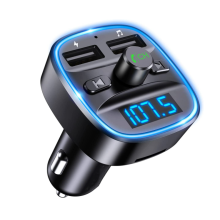 Dual-Port Car FM Transmitter - Fast Charge & Bluetooth 5.0 Hands-Free