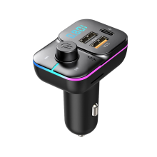 Chronus Bluetooth Car Adapter, FM Bluetooth Transmitter Car Radio, Car Bluetooth Transmitter PD + QC Quick Charge, Bluetooth 5.0(Black)