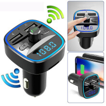 Transmetteur FM Bluetooth sans fil pour voiture, lecteur de musique avec double chargeur USB, appels mains libres,