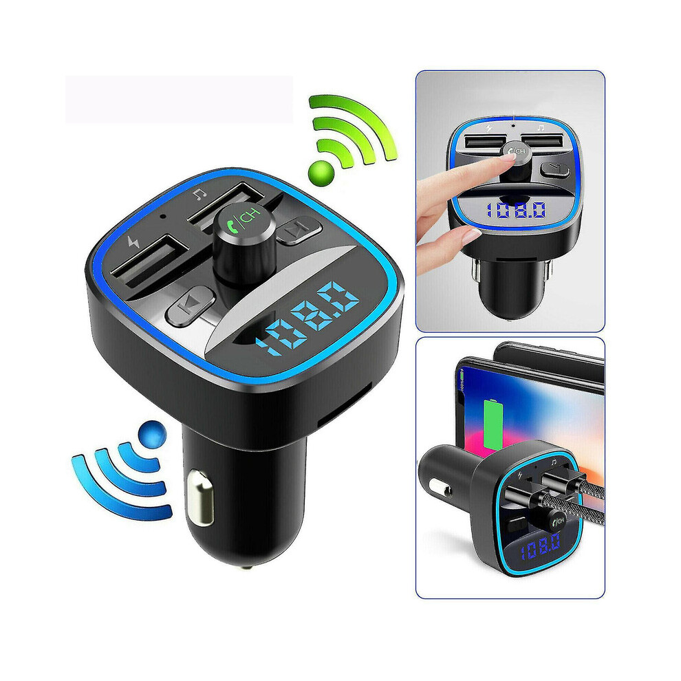 Chronus In-Car Wireless Bluetooth Fm Transmitter Car Music Player With Dual Usb Charger, Hands-Free Calling, Navigation Broadcast(Black) Black 9331562953314