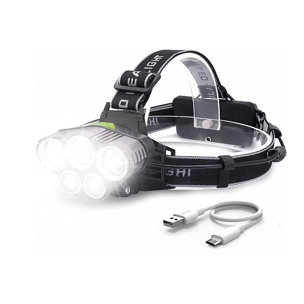 Chronus Head Torch, Head Torch Super Bright Rechargeable with 5 Lights 6 Modes, Rechargeable Head Torch, Led Head Torch, Waterproof(Black)