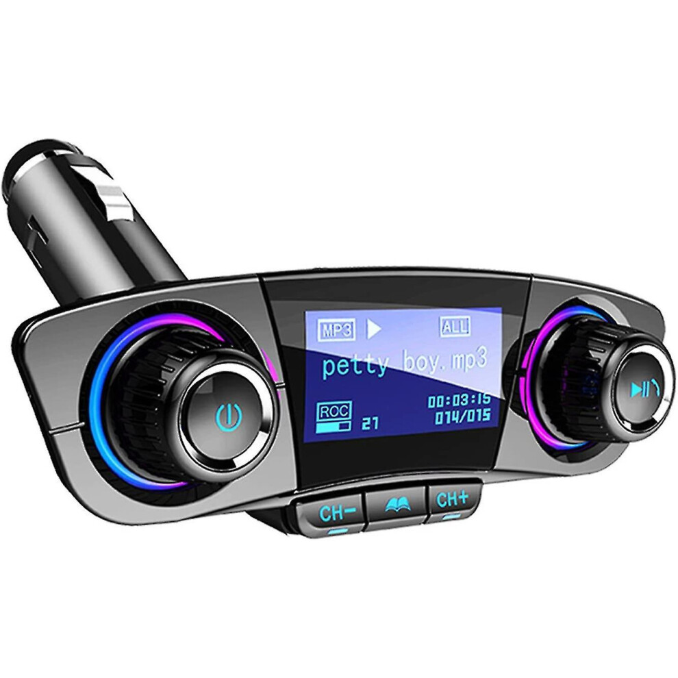 Chronus Bluetooth Fm Transmitter With Dual Usb Charger And Multiple Playback Modes For Car(Black) Black 9331562955400
