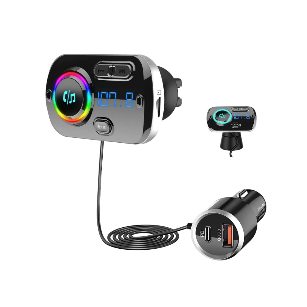 Chronus Fm Transmitter Bluetooth 5.0, Car Radio Adapter Hands-Free Car Kit, Pd3.0 20W Type C & Qc3.0 Fast Car Charger, Support Tf Card, Aux 9331562958388