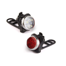 USB Rechargeable Bike Light Set,Super Bright Front Headlight and Rear LED Bicycle Light,650mah Lithium Battery,4 Light Mode Options(Black)