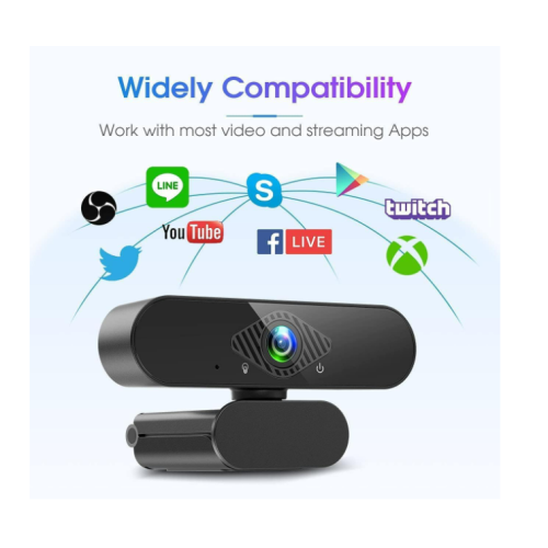 Webcam USB 1080p avec microphone pour PC, Mac, ordinateur portable, Plug and Play, noir 2