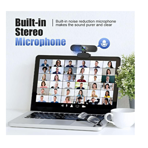 Webcam USB 1080p avec microphone pour PC, Mac, ordinateur portable, Plug and Play, noir 1