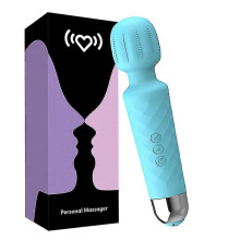 Massageador El?trico Port?til Chronus, 20 Padr?es de Vibra??o e 8 Velocidades, USB Recarreg?vel (Azul)