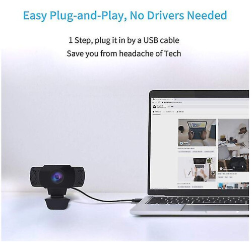 Webcam with Microphone,USB 2.0 Desktop Laptop Computer 1080P Web Camera for Video Streaming/Conference/Game/Study, black 1