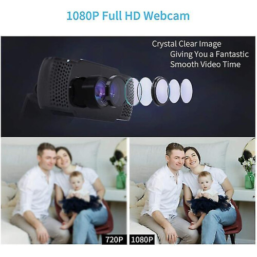 Webcam with Microphone,USB 2.0 Desktop Laptop Computer 1080P Web Camera for Video Streaming/Conference/Game/Study, black 2