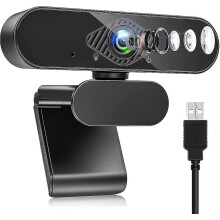 Webcam, Full HD USB 480P with Stereo Noise Cancelling Microphone Webcam for Video Chat and Recording, Compatible with Windows, Mac and Android, Black
