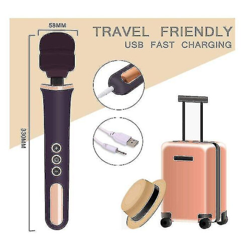 Massageador de M?o Sem Fio com 50 Modos Poderosos, Recarreg?vel por USB, Violeta 2